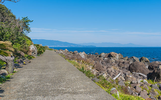 島内の海岸線の遊歩道
