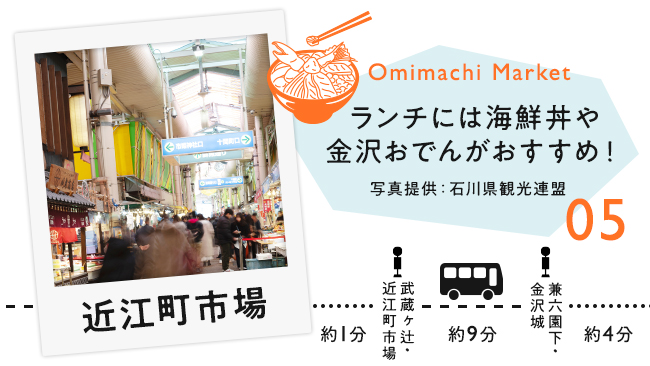 【05　近江町市場】ランチには海鮮丼や金沢おでんがおすすめ！
